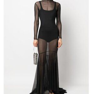 Atu Body Couture Long-Sleeve Semi-sheer Maxi Dress